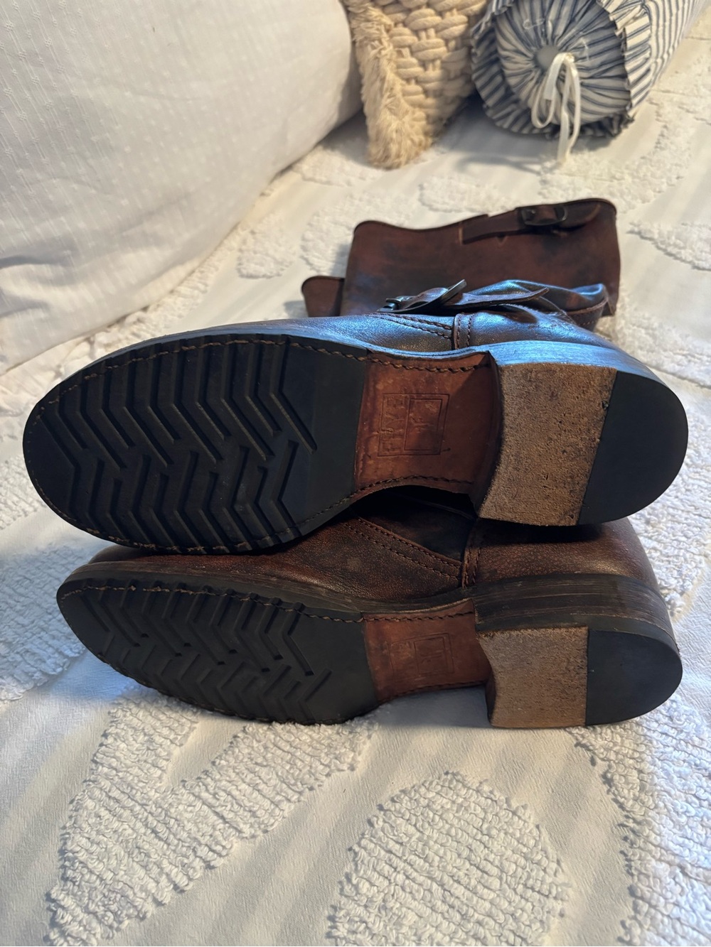 Frye Brown Suede-Lined Leather Boots Size 8 - Picture 6 of 15
